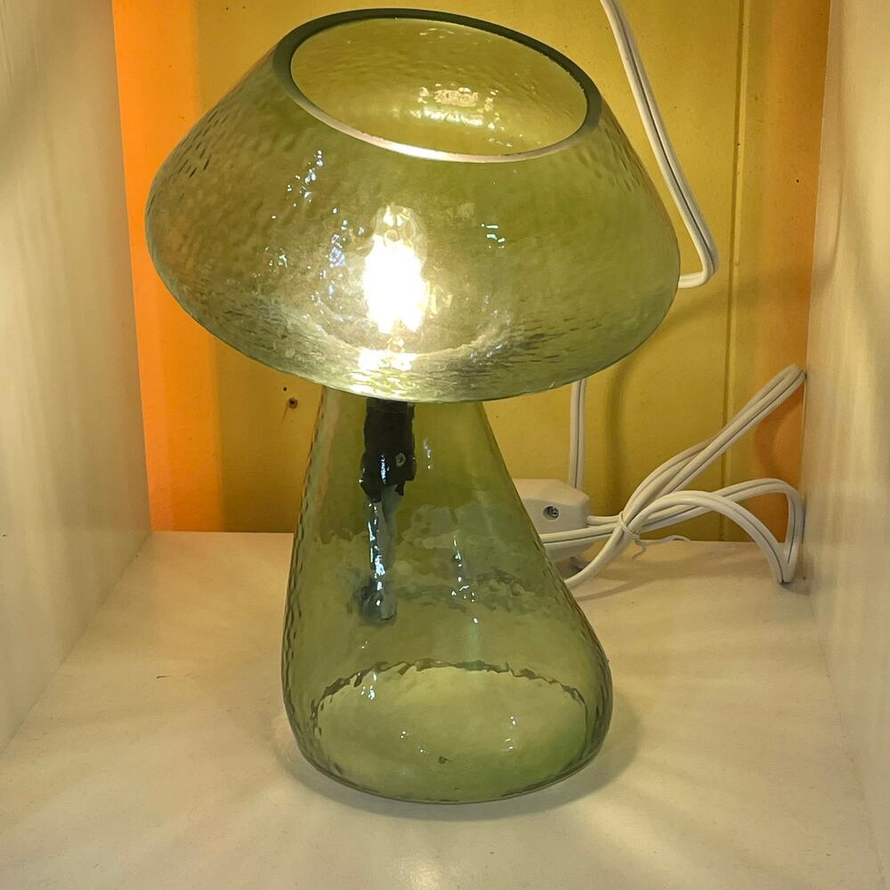 Glass Mushroom Shaped‎ Lamp- Green- NIB